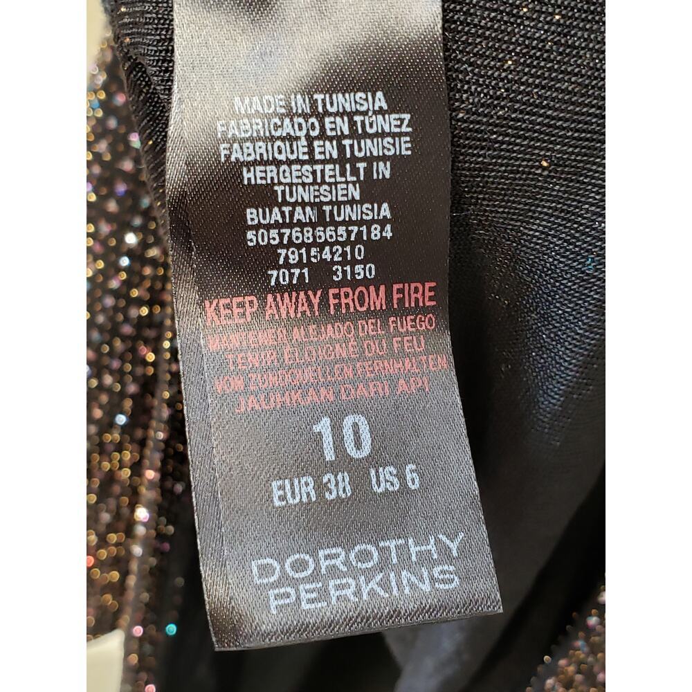 Dorothy Perkins Romper Womens Size 10 Black Glitter Long Sleeve Wrap V Neck - Picture 5 of 12